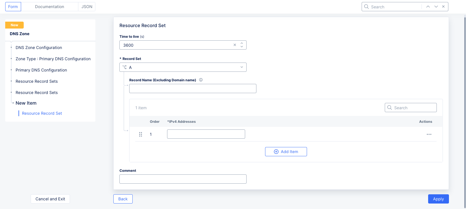 Figure: Resource Record Configuration