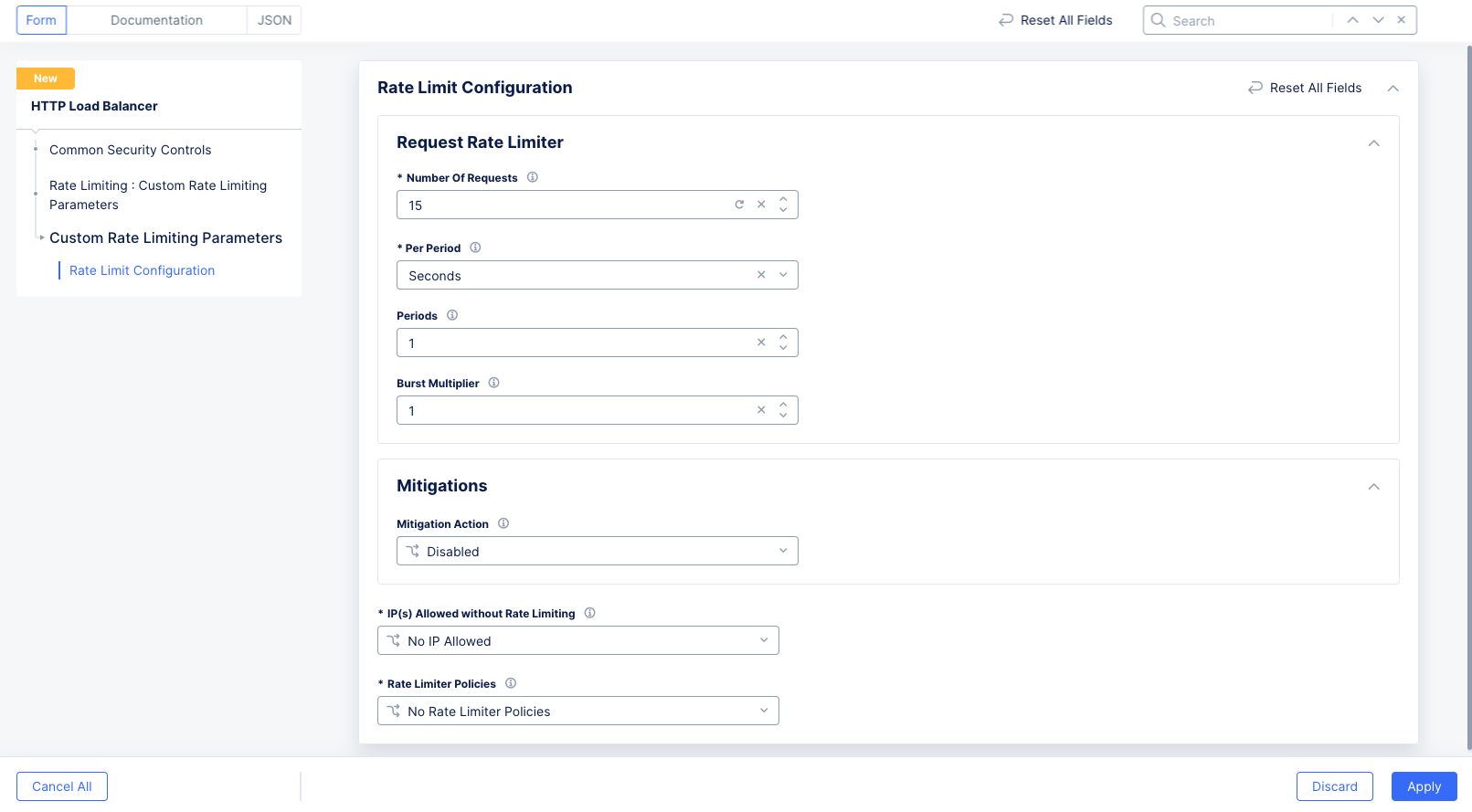 Figure: Rate Limit Example for Load Balancer